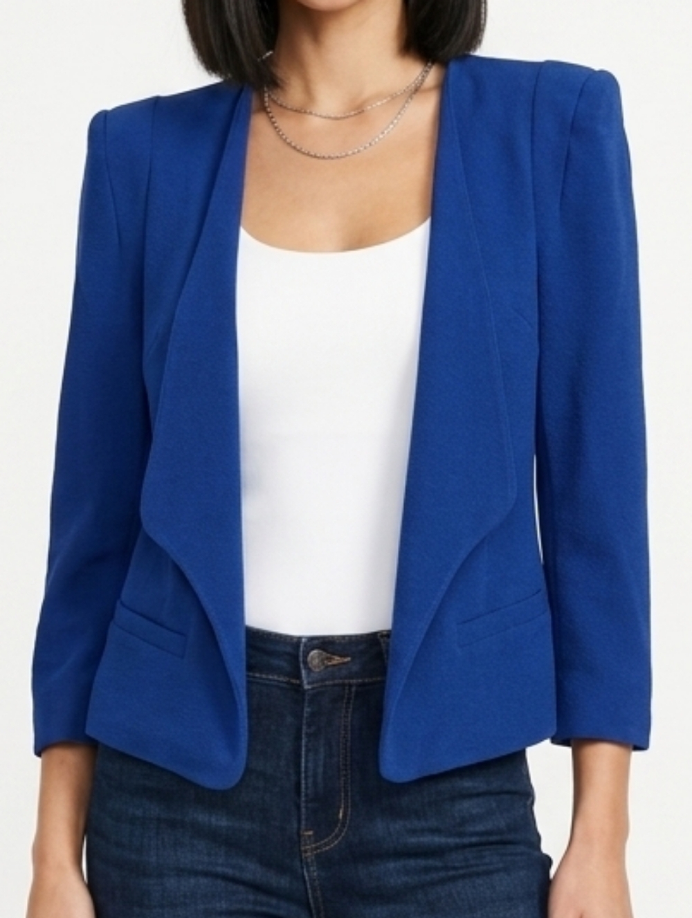 3/$20 Forever 21 Royal Blue Open Front Blazer Tailored Structured Jacket Medium